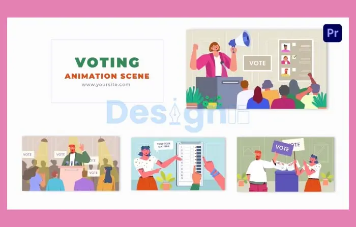Election Voting Flat Character Animation Scene